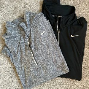 Nike Dri-fit quarter zip pullover top (set of 2, black and grey)
